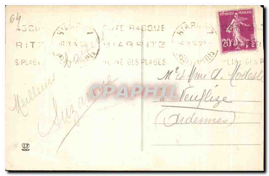 CPA Blarritz Hotel Et Plage Du Palais Hoyel Miramar — Verso