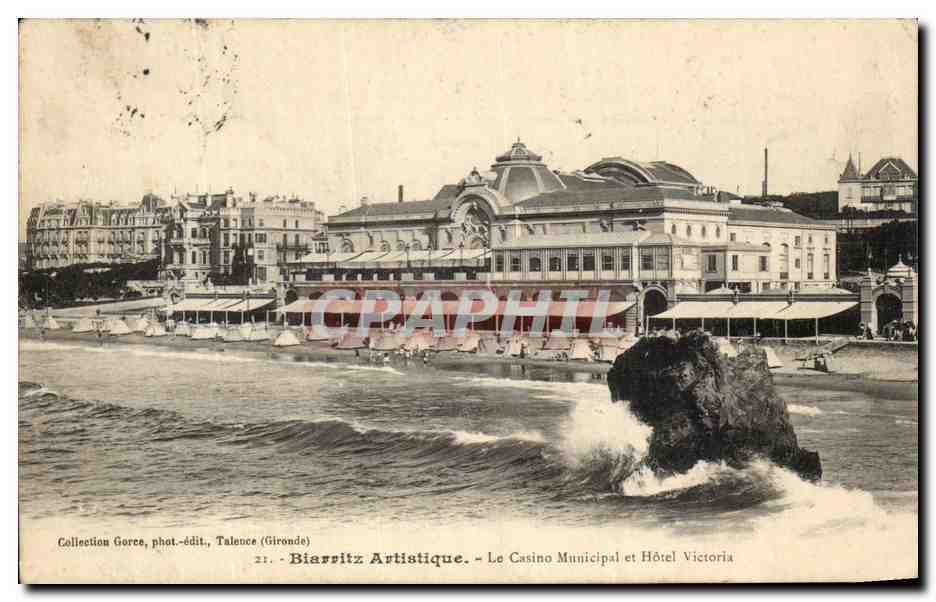 CPA Biarritz Artistique Le Casino Municipal et Hotel Victoria