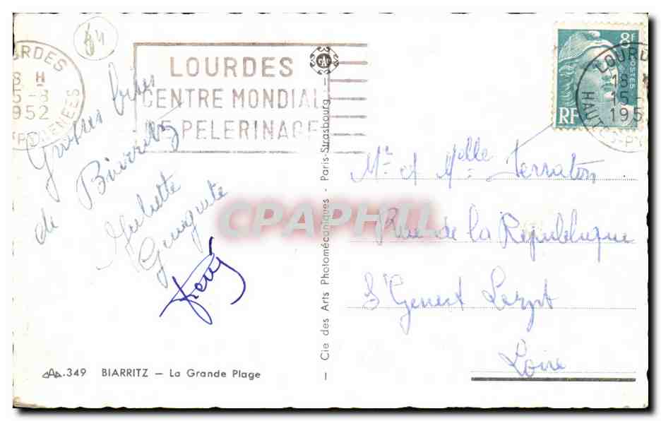 Biarritz — La Grande Plage — Cie des Arts Photomécaniques, n°349 — Verso