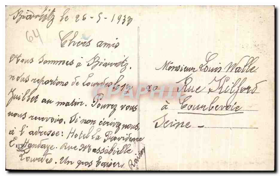 CPA Biarritz Etude Sur La Grande Plage — Verso