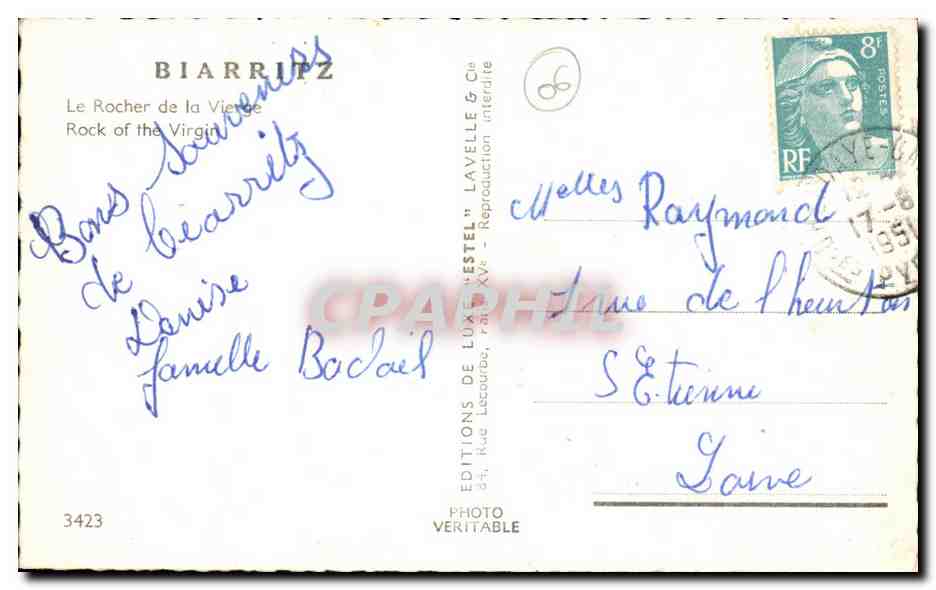 CPA Biarritz Le Rocher De La Vierge  — Verso