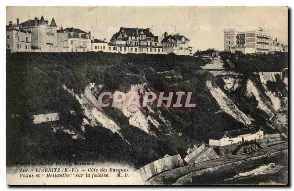 CPA Biarritz Cote Des Basques Villas Et Helianthe Sur La falaise