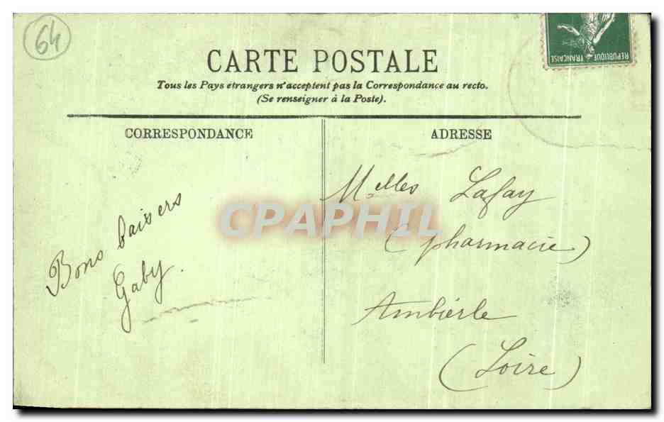 CPA Biarritz Effet De Vagues Au Rocher Perce — Verso