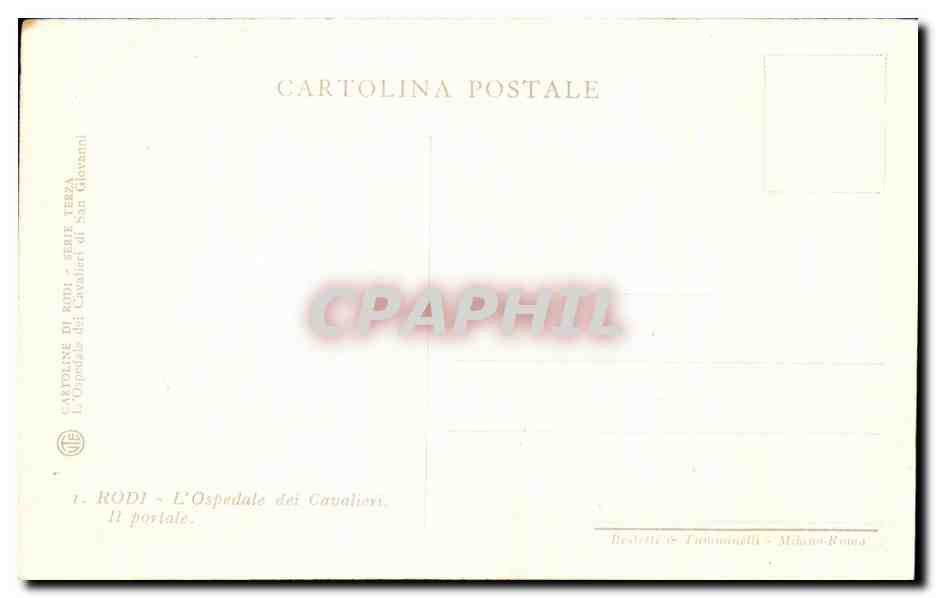 CPA Italie Rodi L'opsedale dei cavalieri Il portale — Rückseite