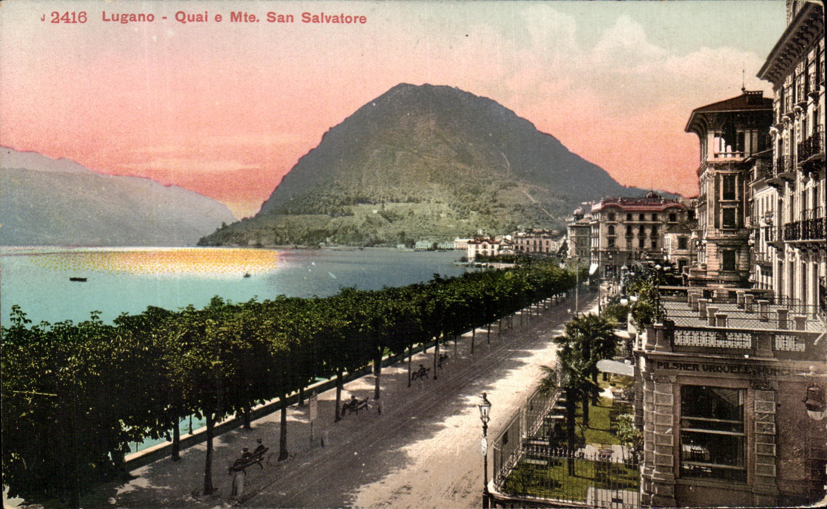 CPA Italie Lugano Quai e mte San Salvatore
