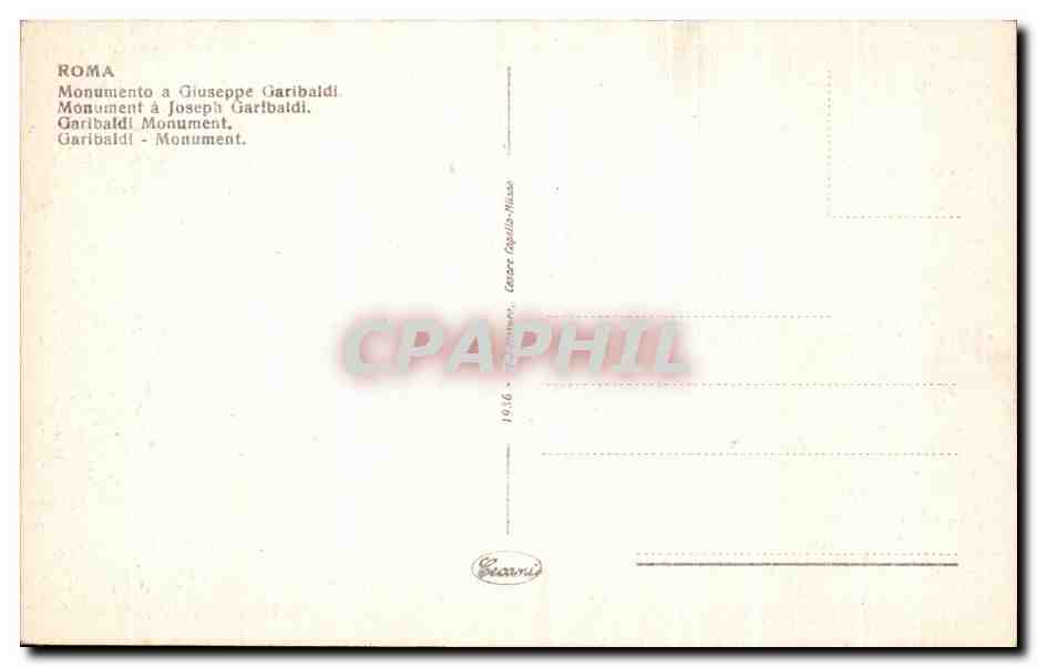 CPA Italie Roma Monumento a Giuseppe Garibaldi — Rückseite