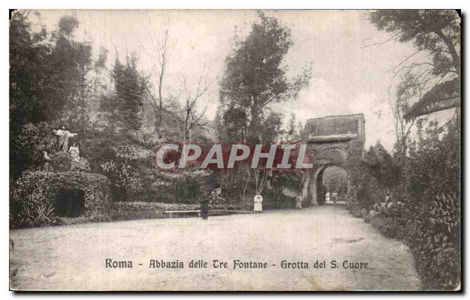CPA Italie Roma Abbazia delle Tre Fontaine Grotta del S Cuore