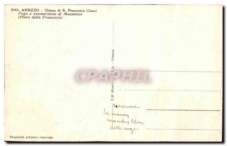 CPA Italie Arezzo Chiesa di S Francesco  — Rückseite