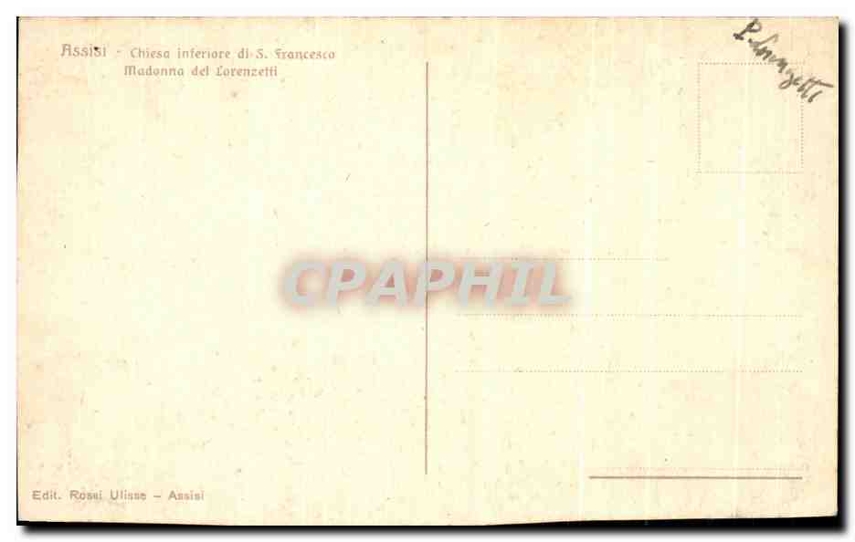 CPA Italie Assisi Chiesa inferiore di S Francesco Madonna del Lorenzetti — Rückseite