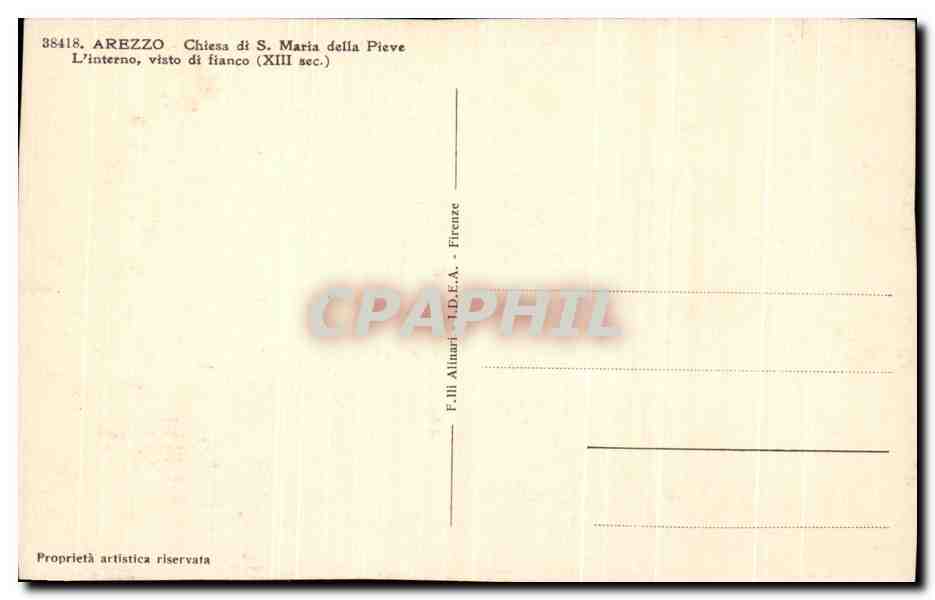 CPA Italie Arezzo Chiesa di s Maria della Pieve  — Rückseite