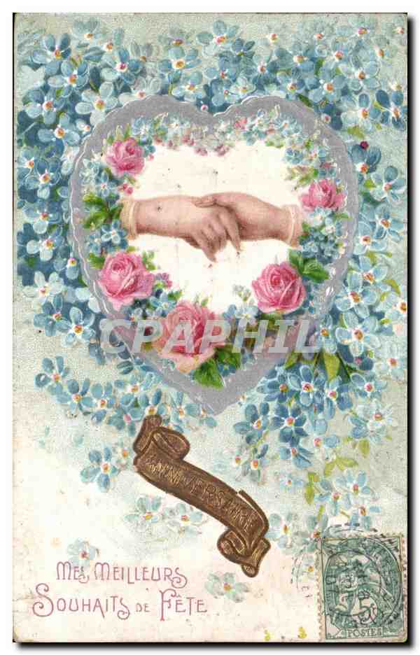 CPA Fantaisie Fleurs coeur 