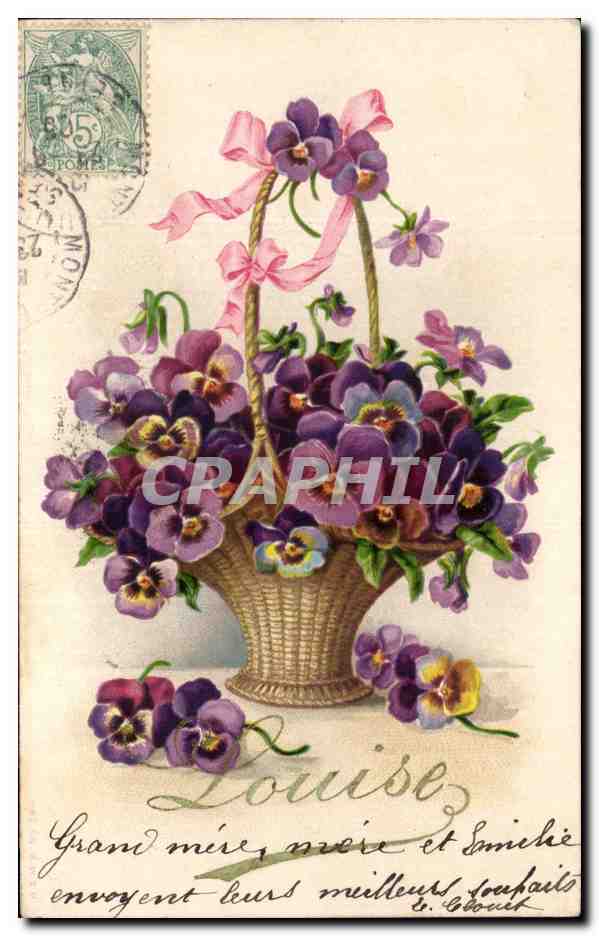 CPA Fantaisie Fleurs Louise 