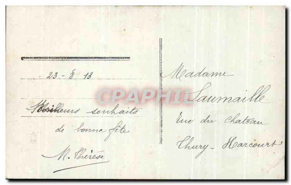 Jeune femme en robe bleue — Bonne fête — Bonne Photo, n° 722 — Verso