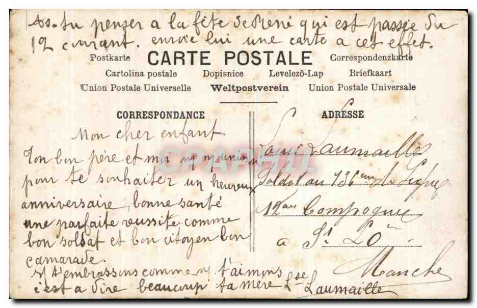 CPA Fantaisie Enfant — Rückseite