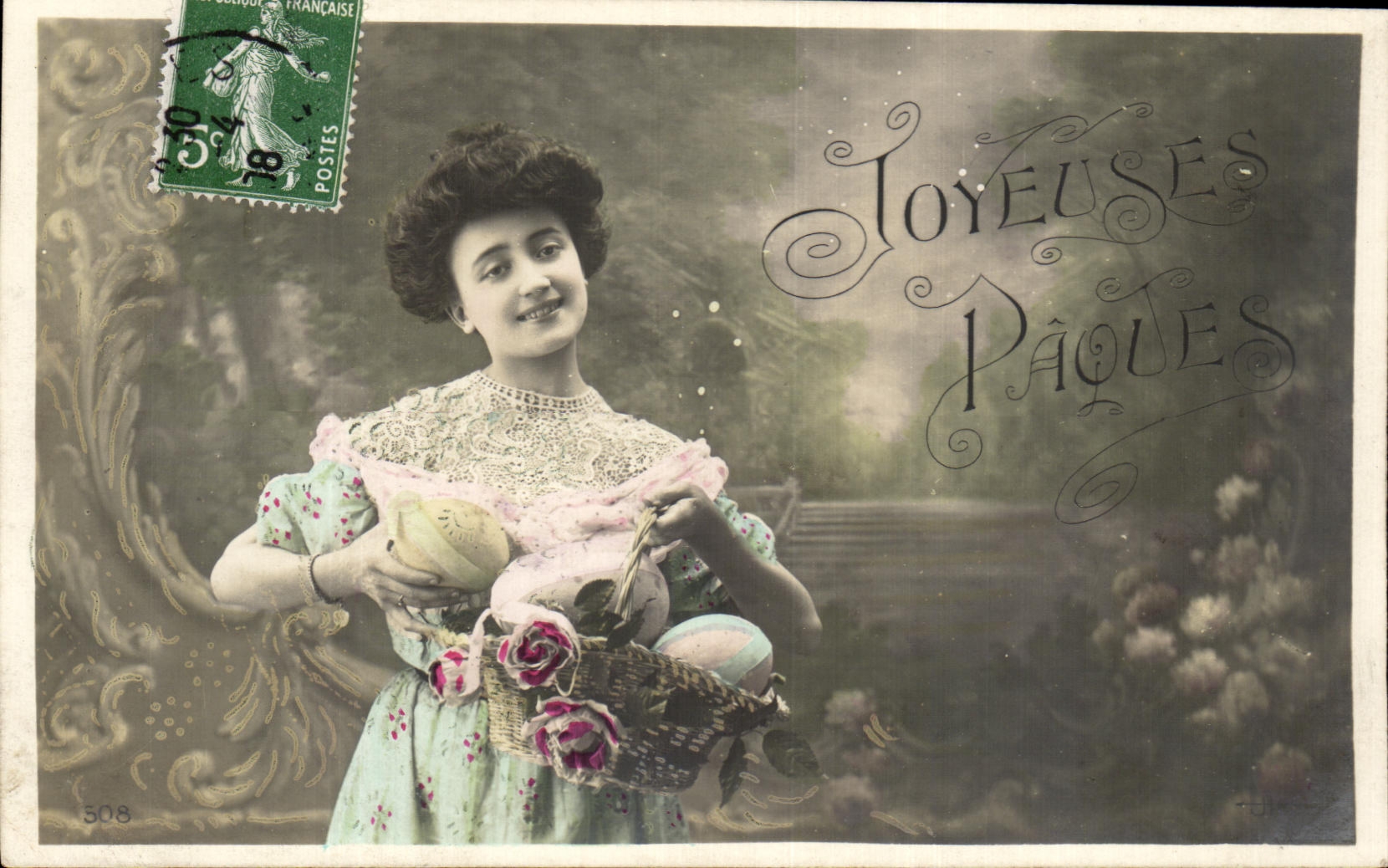 CPA Fantaisie Femme Paques 