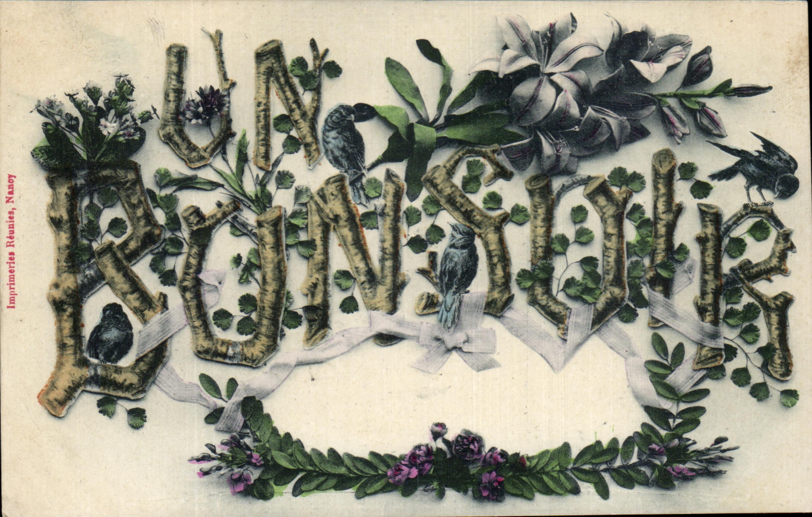 CPA Fantaisie un bonjour Fleurs