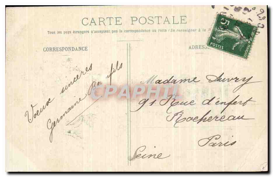 CPA Fantaisie un bonjour Fleurs — Verso