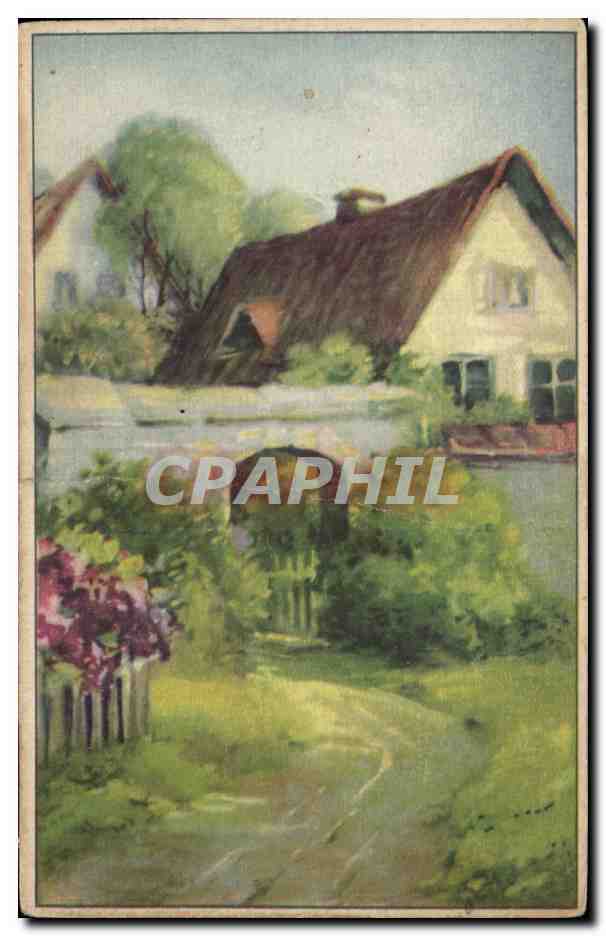 CPA Fantaisie Maison a la campagne 