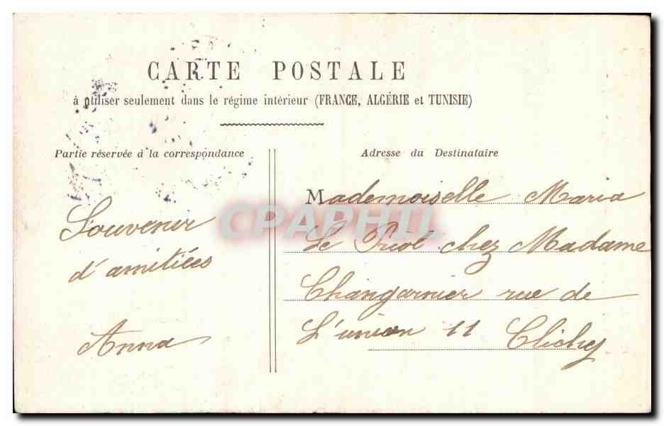 Tarjeta postal antigua Fantasía Mujer y marinero — Reverso