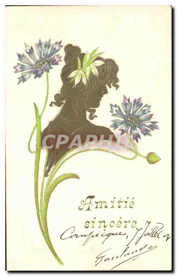 Silhouette femminile con papaveri — Amicizia sincera — editore non identificato