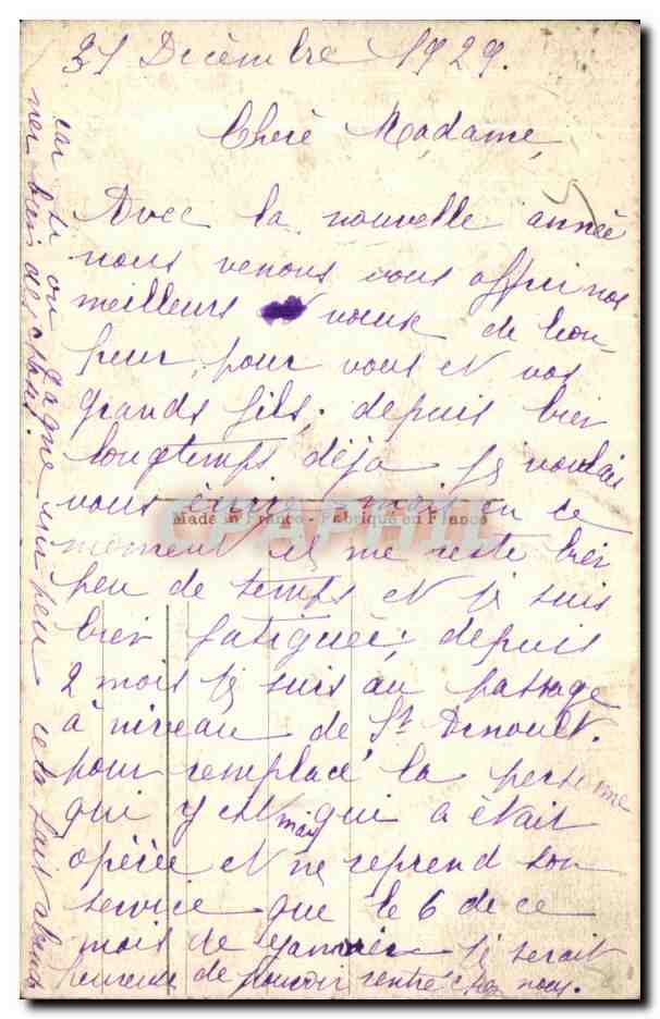 CPA Fantaisie Bonne annee — Rückseite