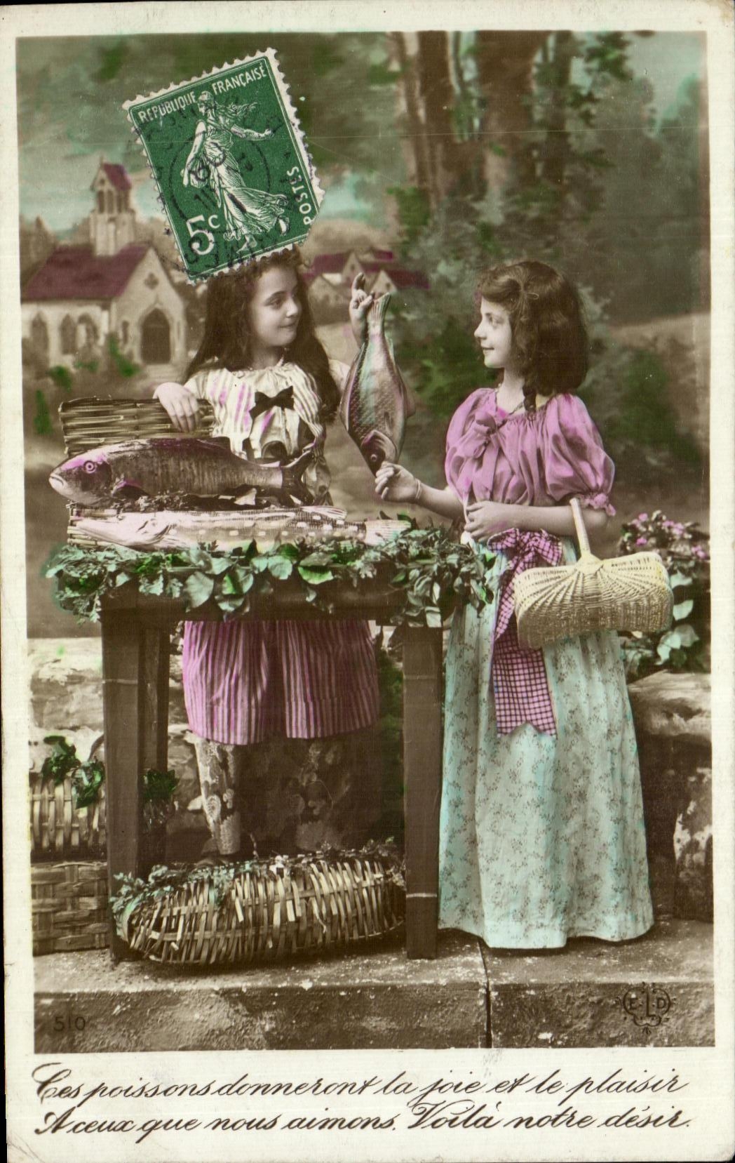 CPA Fantaisie Enfants Poissons 