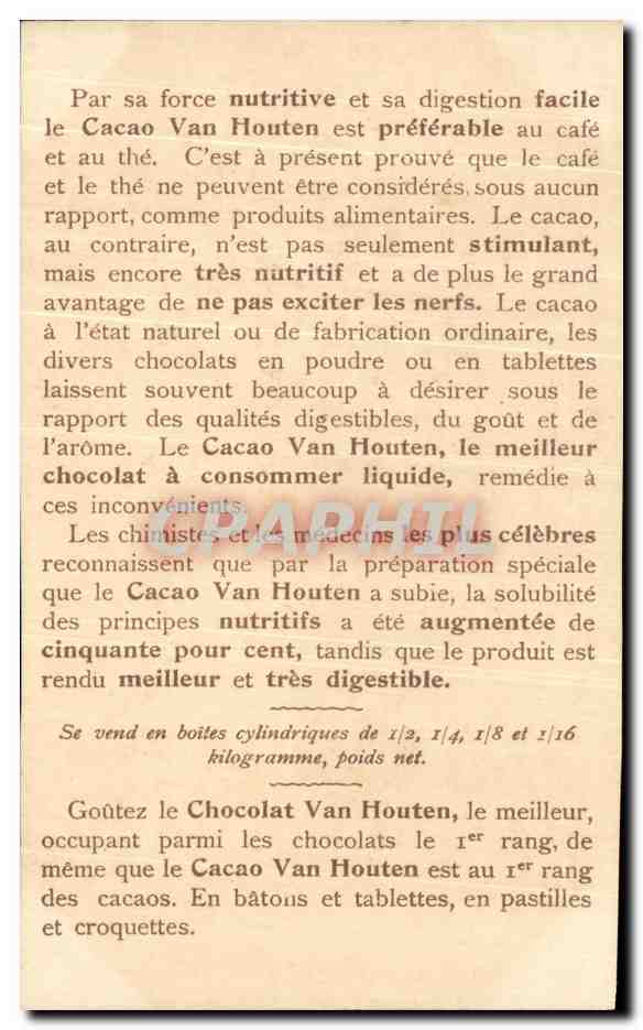 CPA Fantaisie Les vaches buvant dans un fosse Maris Amsterdan Chocolat Van Houten — Rückseite