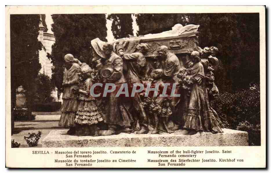 CPA Sevilla mausolee du toreador Joselito au cimetiere San Fermando Corrida