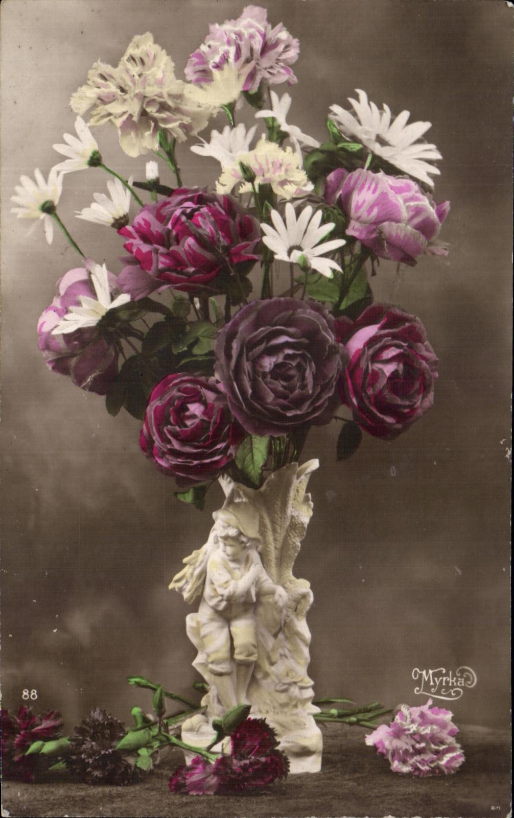 CPA Fantaisie Fleurs Santons 