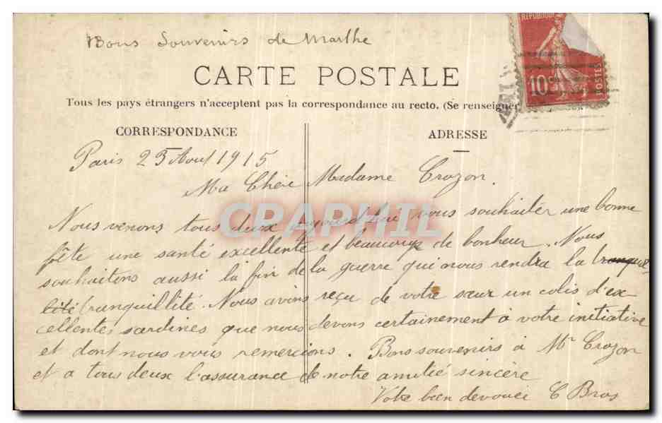 CPA Fantaisie Femme Ste Louise  — Verso