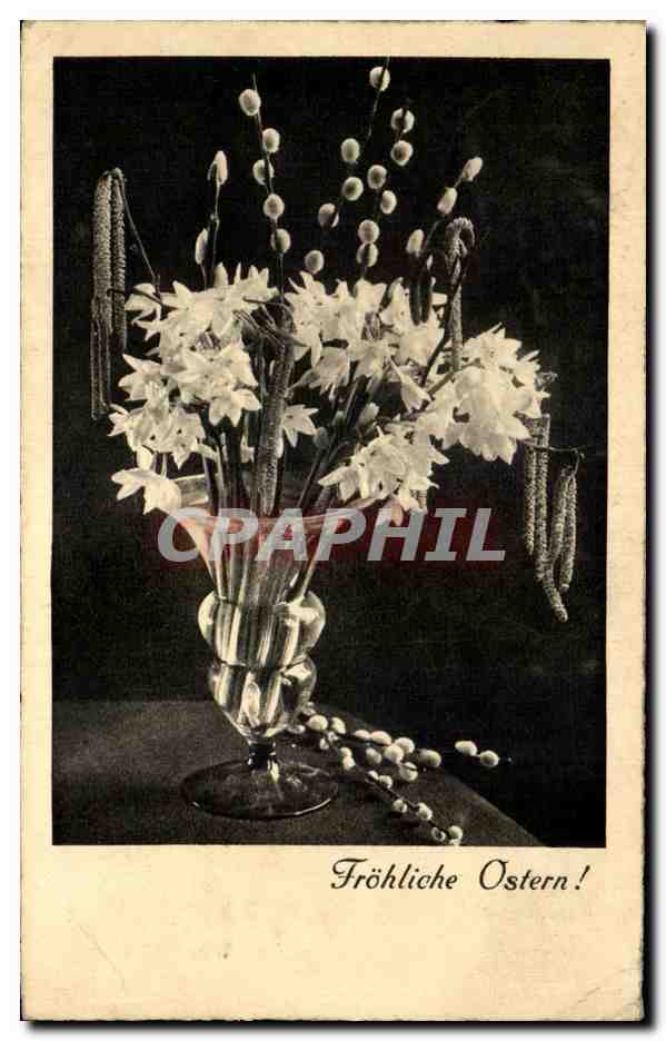 CPA Fantaisie Fleurs Paques 