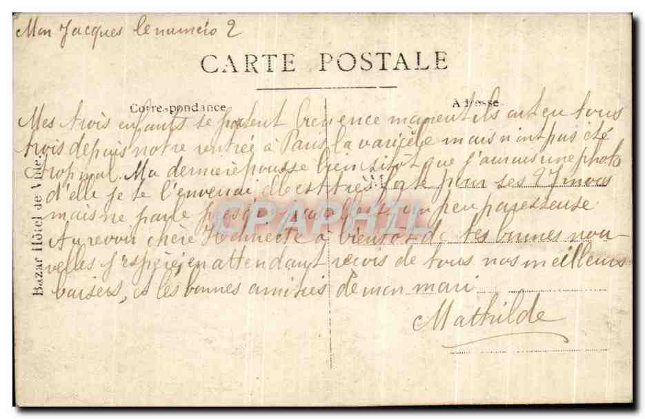 CARTE PHOTO Enfant  — Rückseite