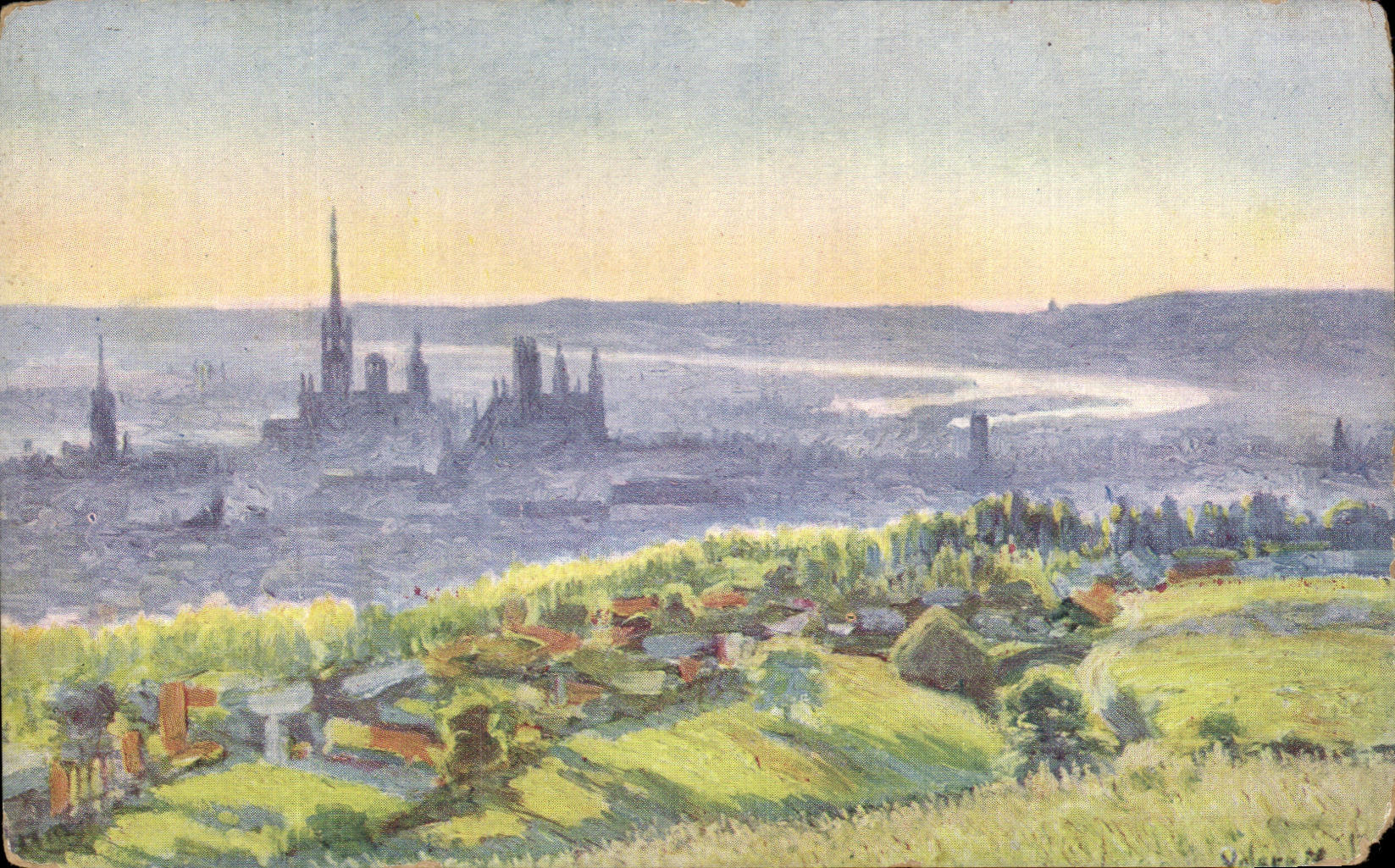 CPA Fantaisie Paysage Les clochers de Rouen
