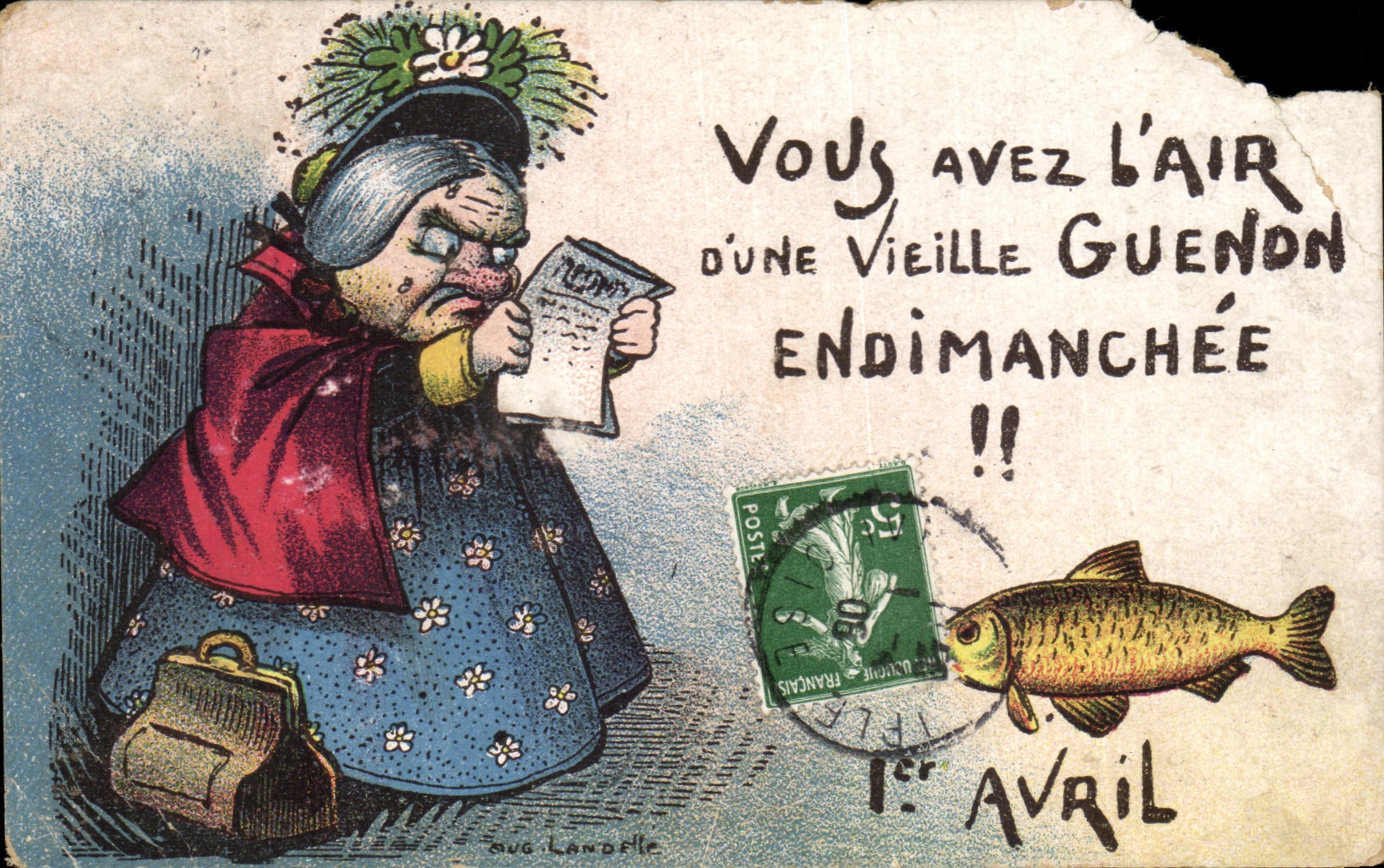 CPA Fantaisie Vous avez l'air d'une guenon endimanchee 1er avril