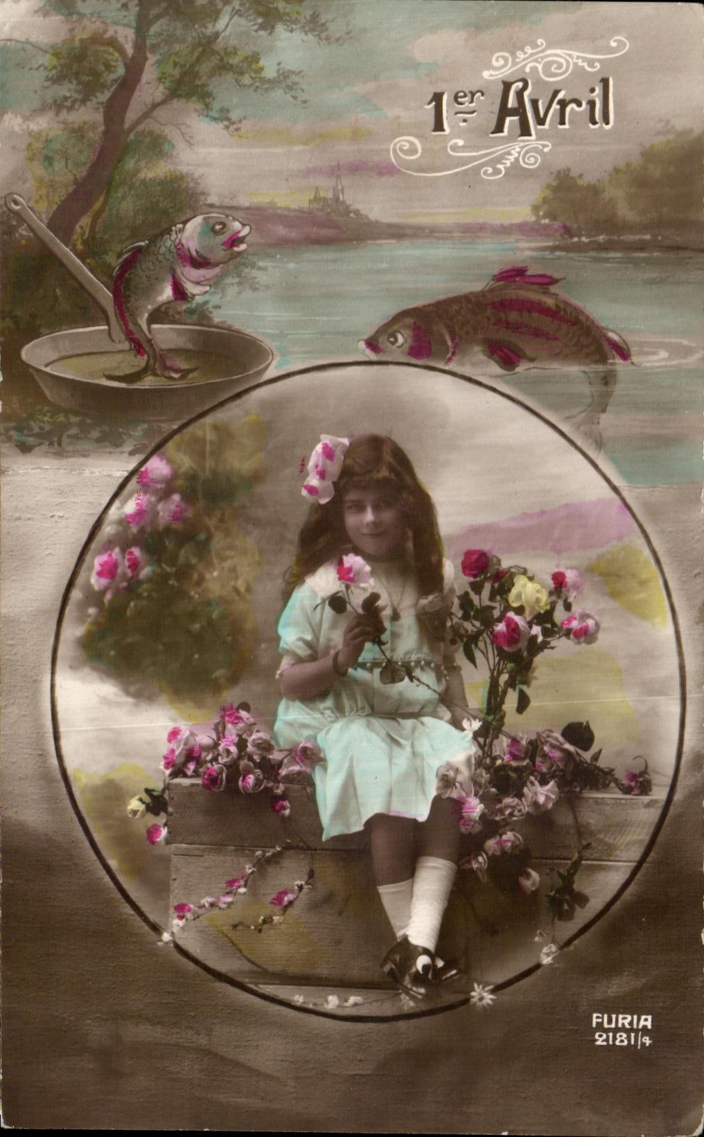 CPA Fantaisie Enfant Poissons 