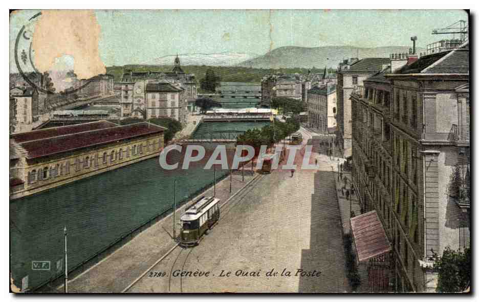 CPA Geneve Le quai de la Poste Suisse