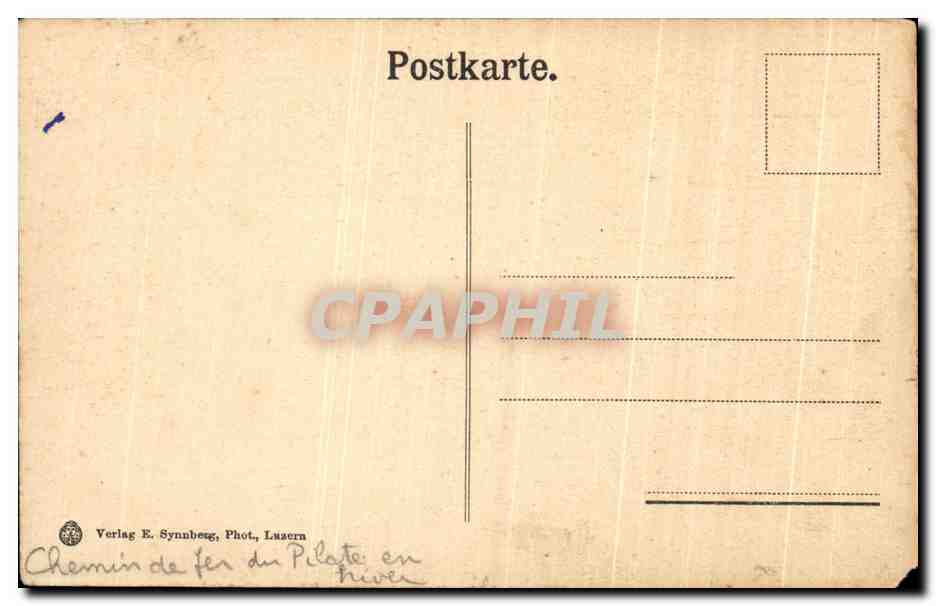 CPA Chemin de fer du Pillatte en hiver Pilate — Rückseite