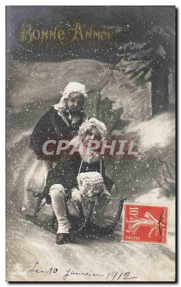 CPA Fantaisie Enfants Luge 