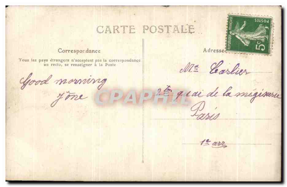 CPA Fantaisie Enfant Pour ma petite mere cherie — Verso