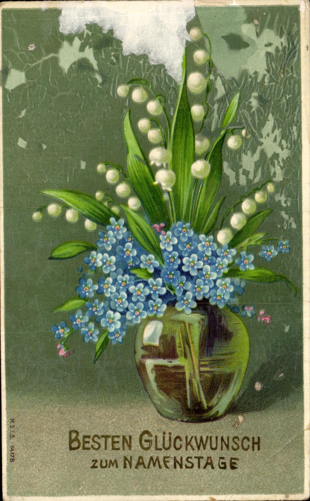 Antike Ansichtskarte Fantasie Blumen Mädesüß