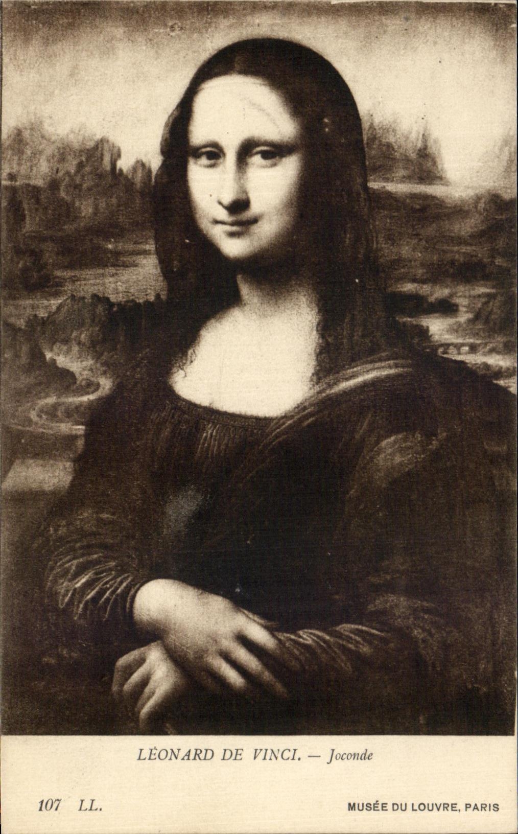 CPA Fantaisie Femme Leonard de Vinci Joconde Musee du Louvre Paris