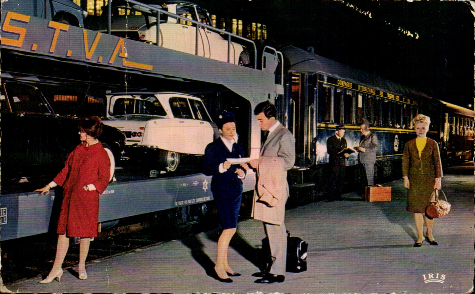 CPSM Train auto couchettes 