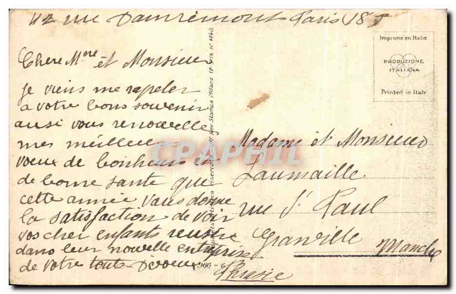 CPA Fantaisie Bonne annee — Rückseite