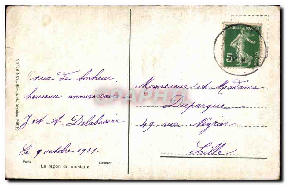 CPA La lecon de musique Lancret Paris  — Verso
