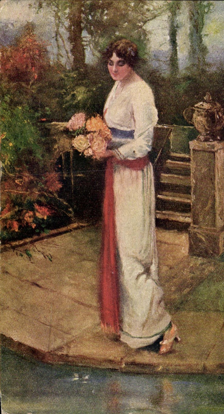CPA L'attente Femme 