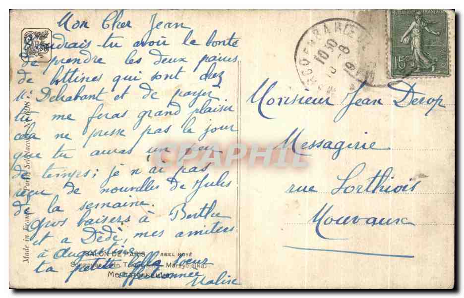 CPA Salon de Paris Abel Boye Songeuse  — Verso