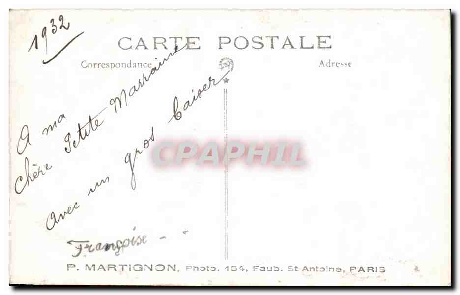 CARTE PHOTO Enfant deguise en oiseau  — Rückseite
