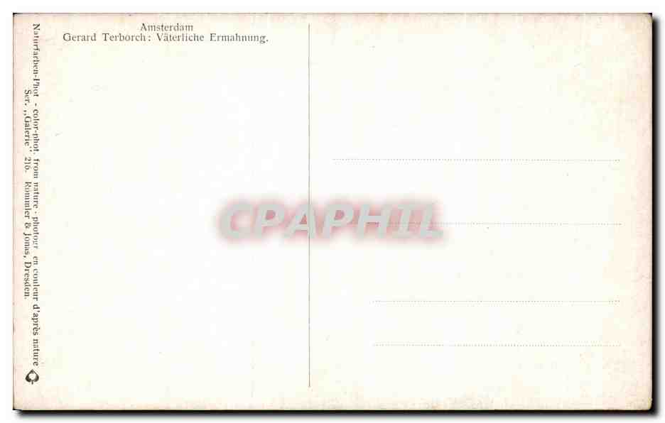 CPA Amsterdam Gerard Terboch Vaterliche Ermahnung  — Verso