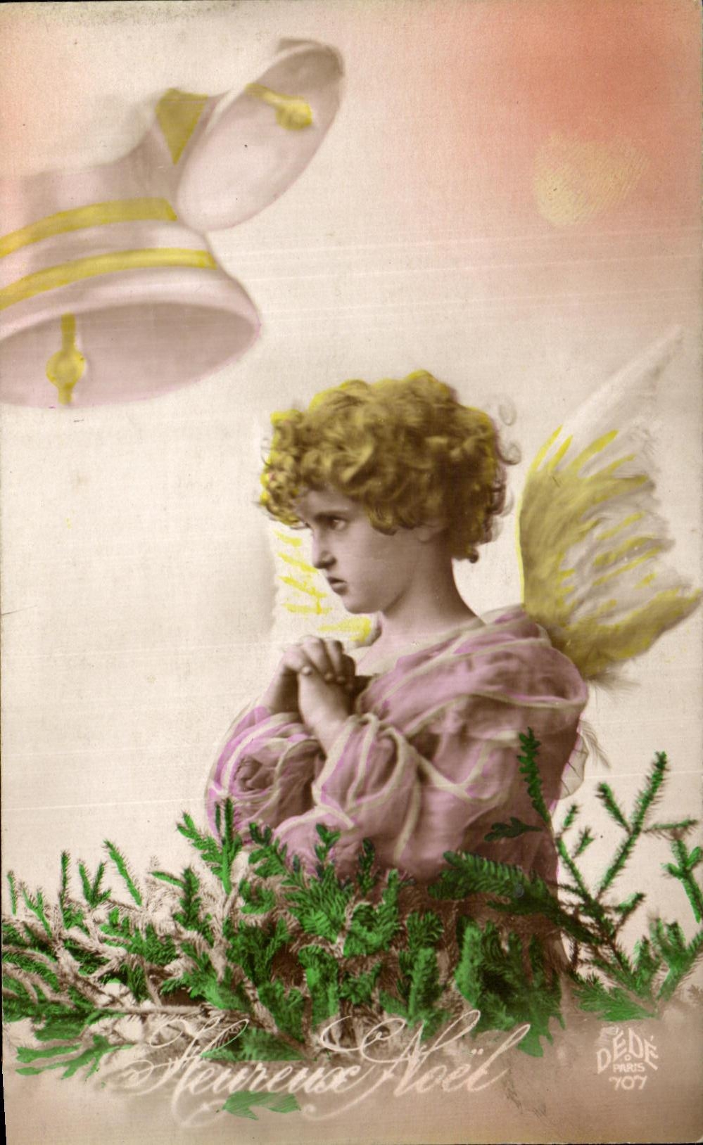 CPA Fantaisie Enfant Ange Cloches