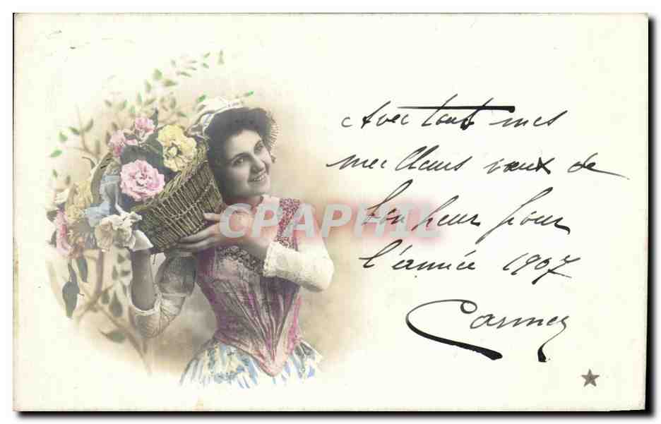Young woman with flower basket — Series No. 970 — Publisher unknown